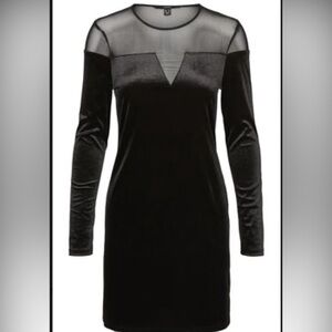 Gorgeous Vero Moda Carola Black Velvet Mini Dress Sheer Long Sleeves Small